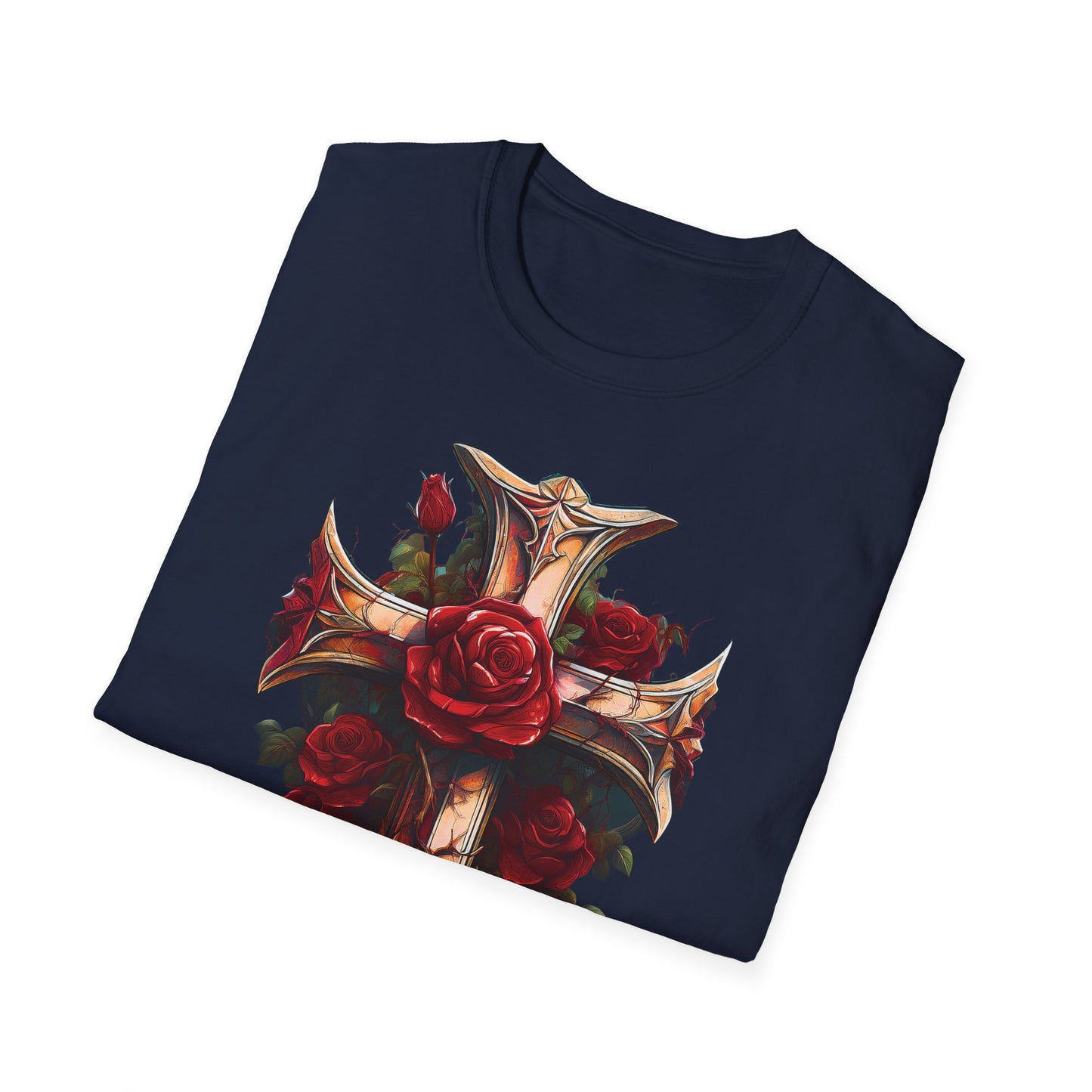 Cross & Roses T-Shirt — Floral Christian Cross Shirt