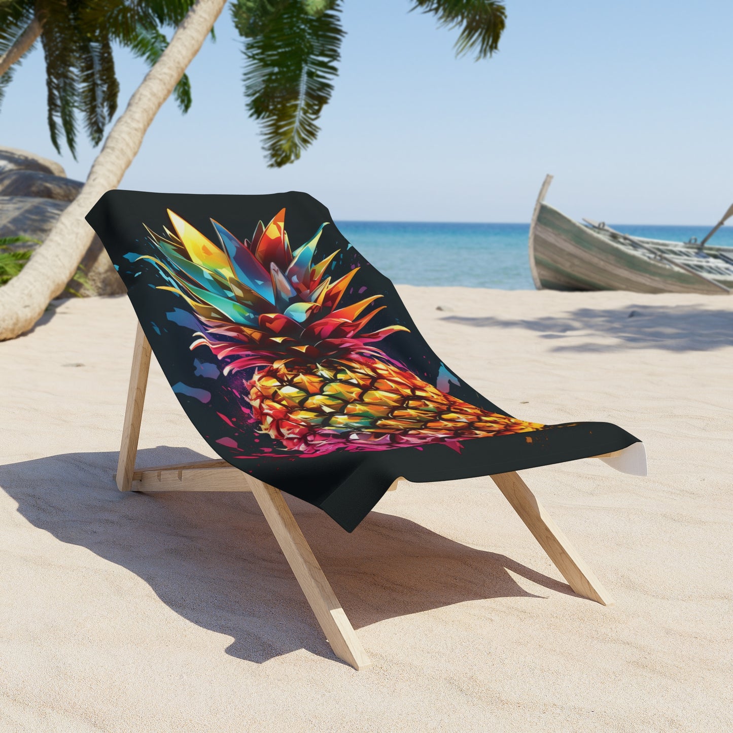 Vibrant Pineapple Beach Towel, Colorful Tanning Towel, Tropical Poolside Essential, Summer Gift, Fun Beach Accessory