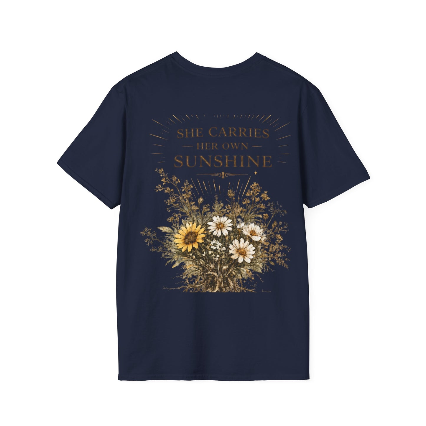 She Carries Sunshine Daisy Logo T-Shirt | Floral Positivity Tee