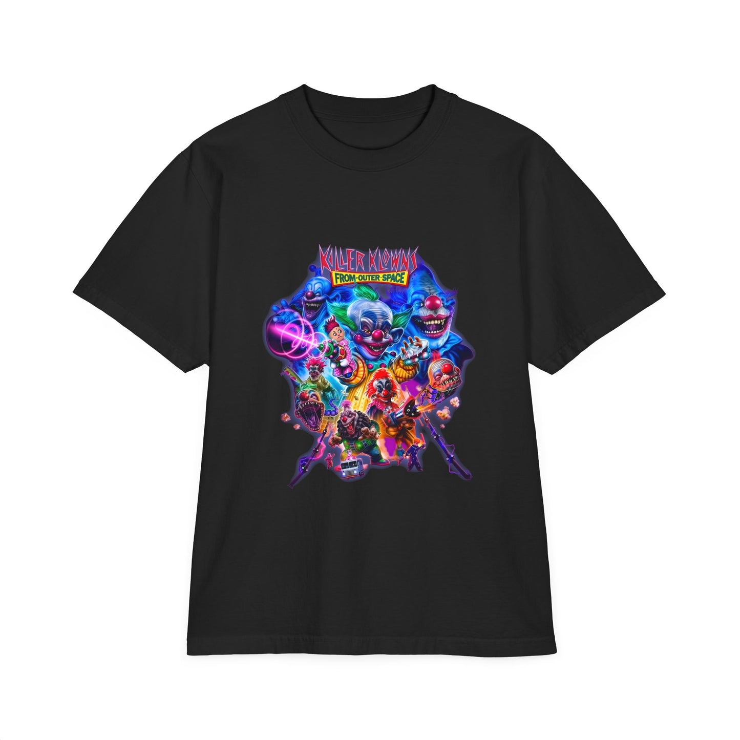 Graphic T-Shirt — "Killer Klowns from Outer Space" Colorful Horror Movie Tee
