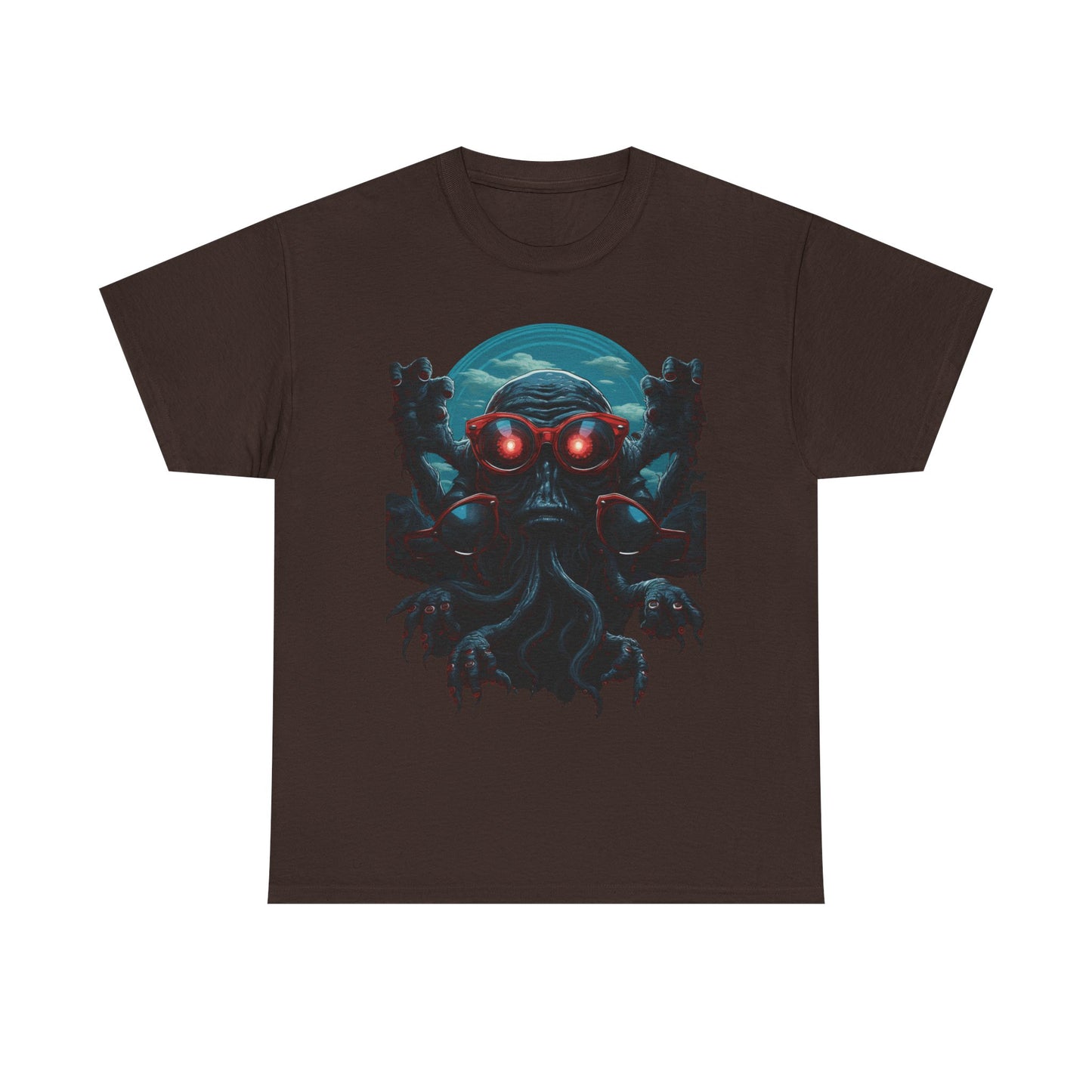 Cosmic Horror Creature T-Shirt – Retro Alien Monster with Red Glasses Graphic Tee | Sci-Fi Horror Streetwear  🧠 PRODUCT DESCRIPTION (SELLS + SEO)