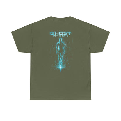 Ghost in the Grid Cyberpunk T-Shirt | Holographic Digital Ghost Sci-Fi Graphic Tee