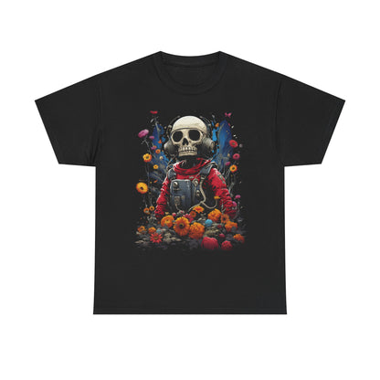 Skull Astronaut T-Shirt – Cosmic Death & Rebirth Graphic Tee, Space Skeleton Floral Shirt, Dark Aesthetic Streetwear