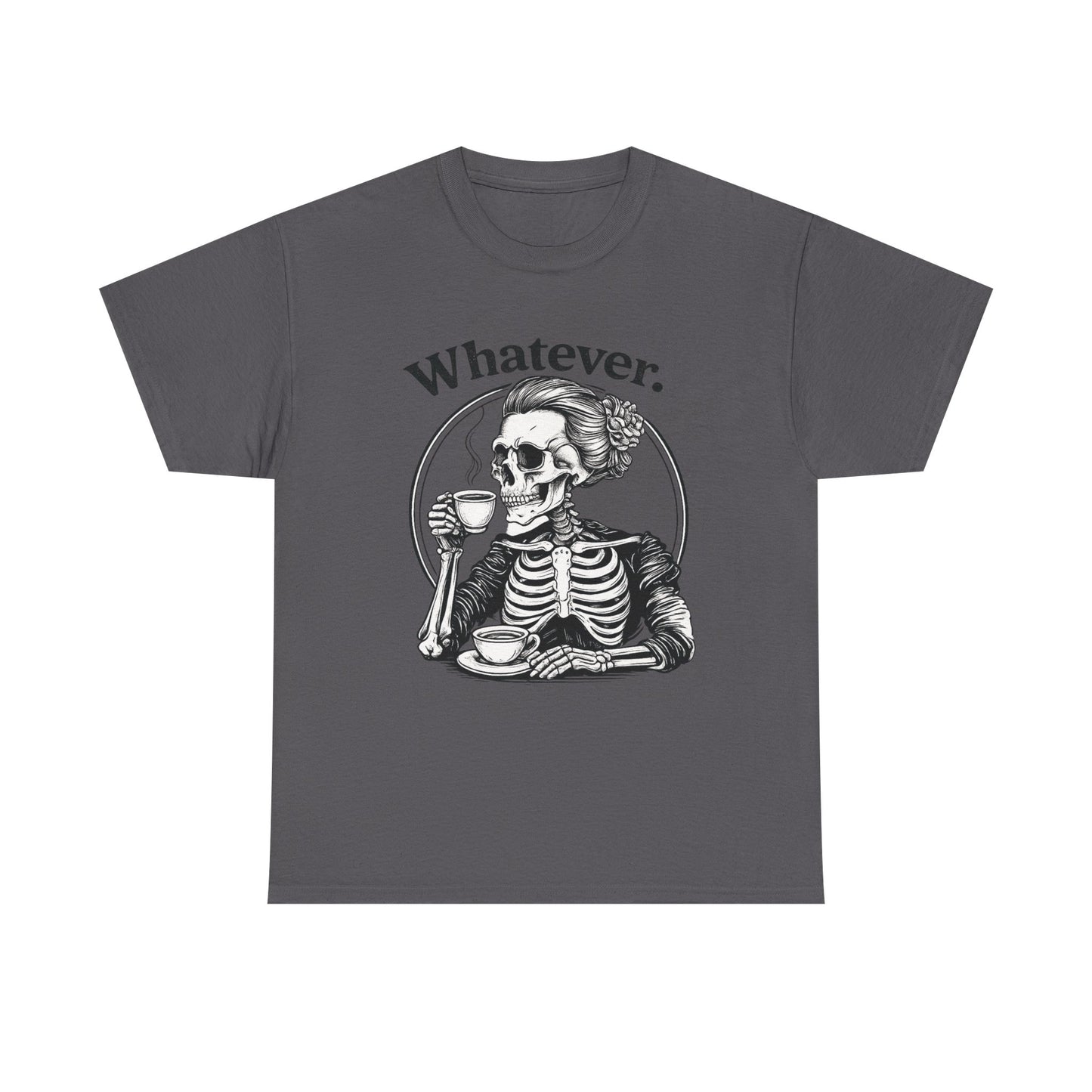 Skull 'Whatever.' Tee – Vintage Skeleton Wine Drinking Graphic T-Shirt