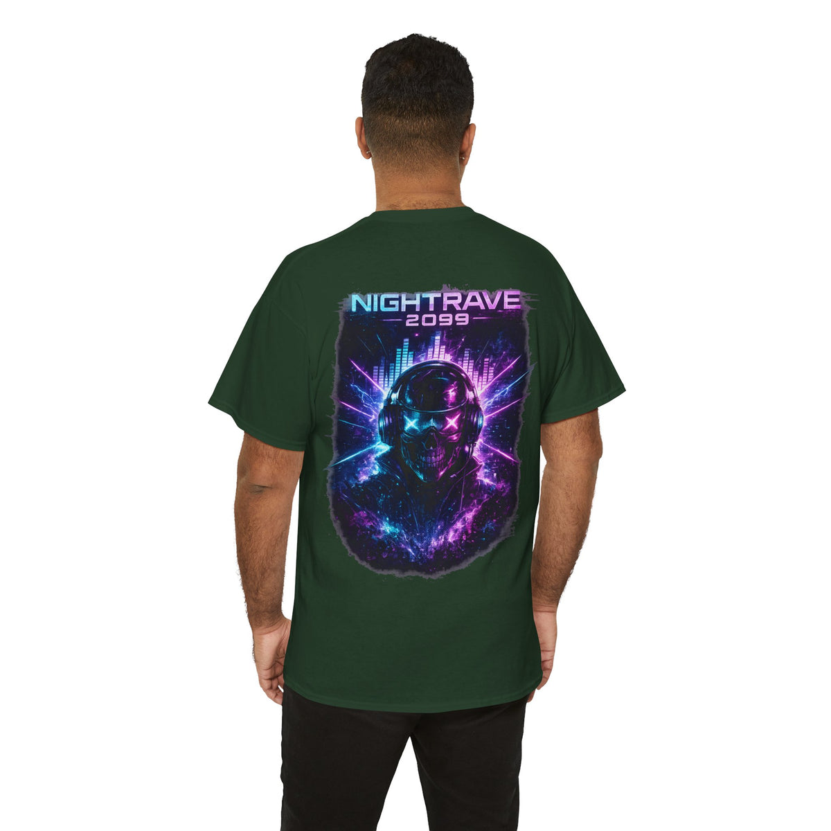Nightrave 2099 Cyberpunk Skull DJ T-Shirt - product view