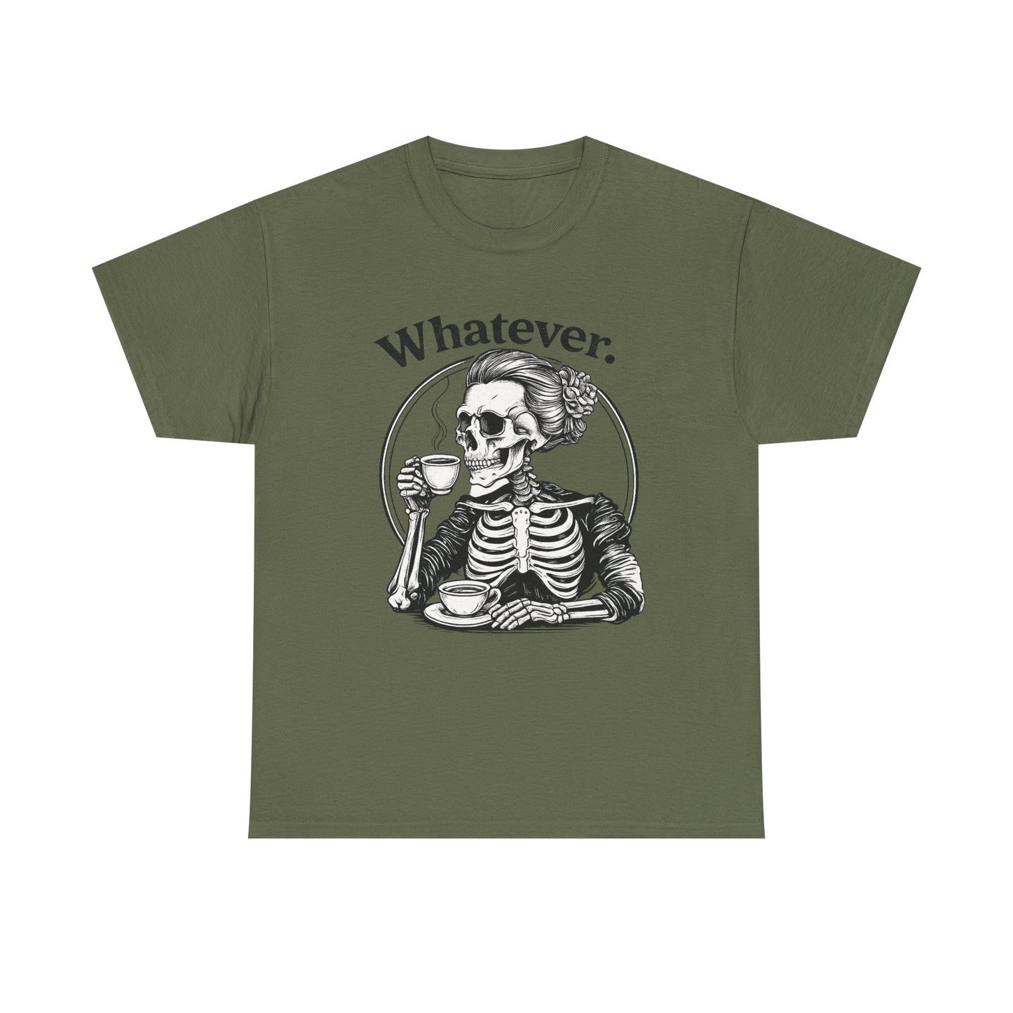 Skull 'Whatever.' Tee – Vintage Skeleton Wine Drinking Graphic T-Shirt