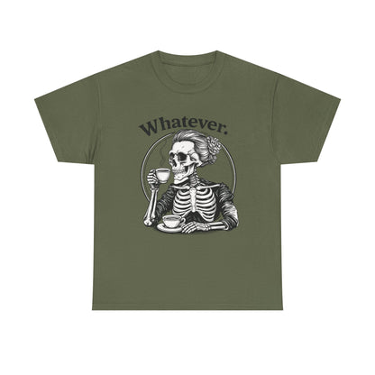 Skull 'Whatever.' Tee – Vintage Skeleton Wine Drinking Graphic T-Shirt