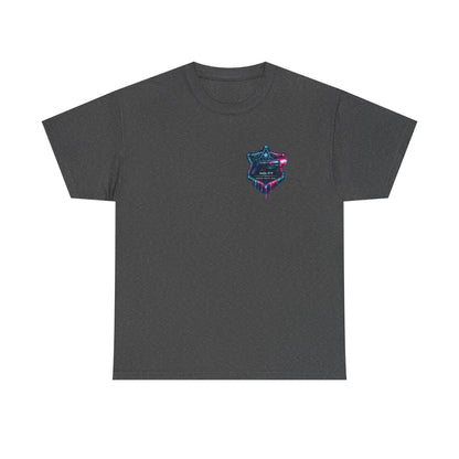 Neon Outlaw Cyberpunk T-Shirt | Futuristic Bounty Hunter Graphic Tee, Sci-Fi Streetwear Shirt