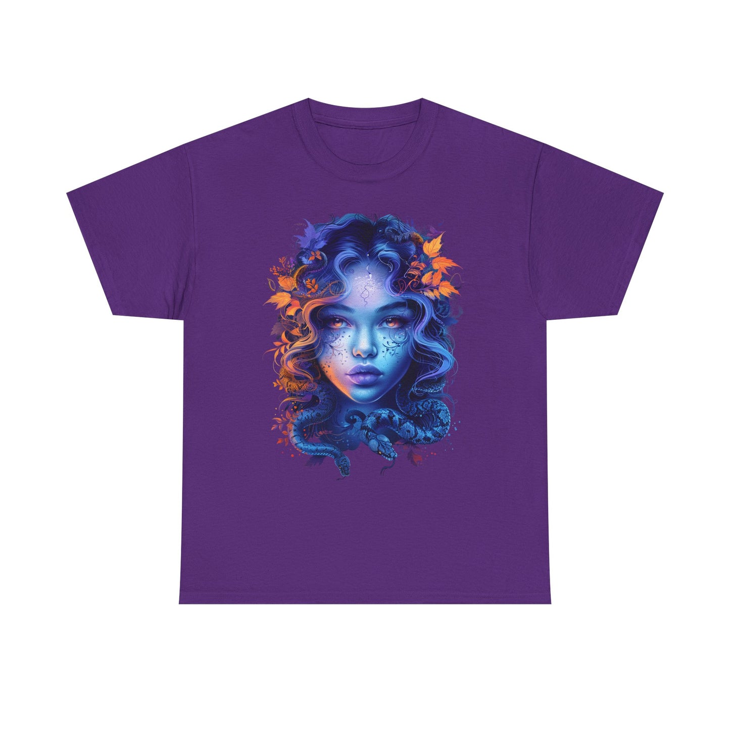 Medusa Moonlight Graphic Tee — Neon Mythical Woman Art T-Shirt