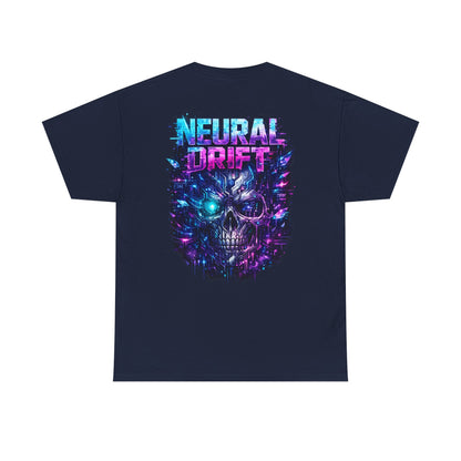 Neural Drift Cyberpunk T-Shirt | Futuristic AI Skull Sci-Fi Graphic Tee, Neon Streetwear Shirt