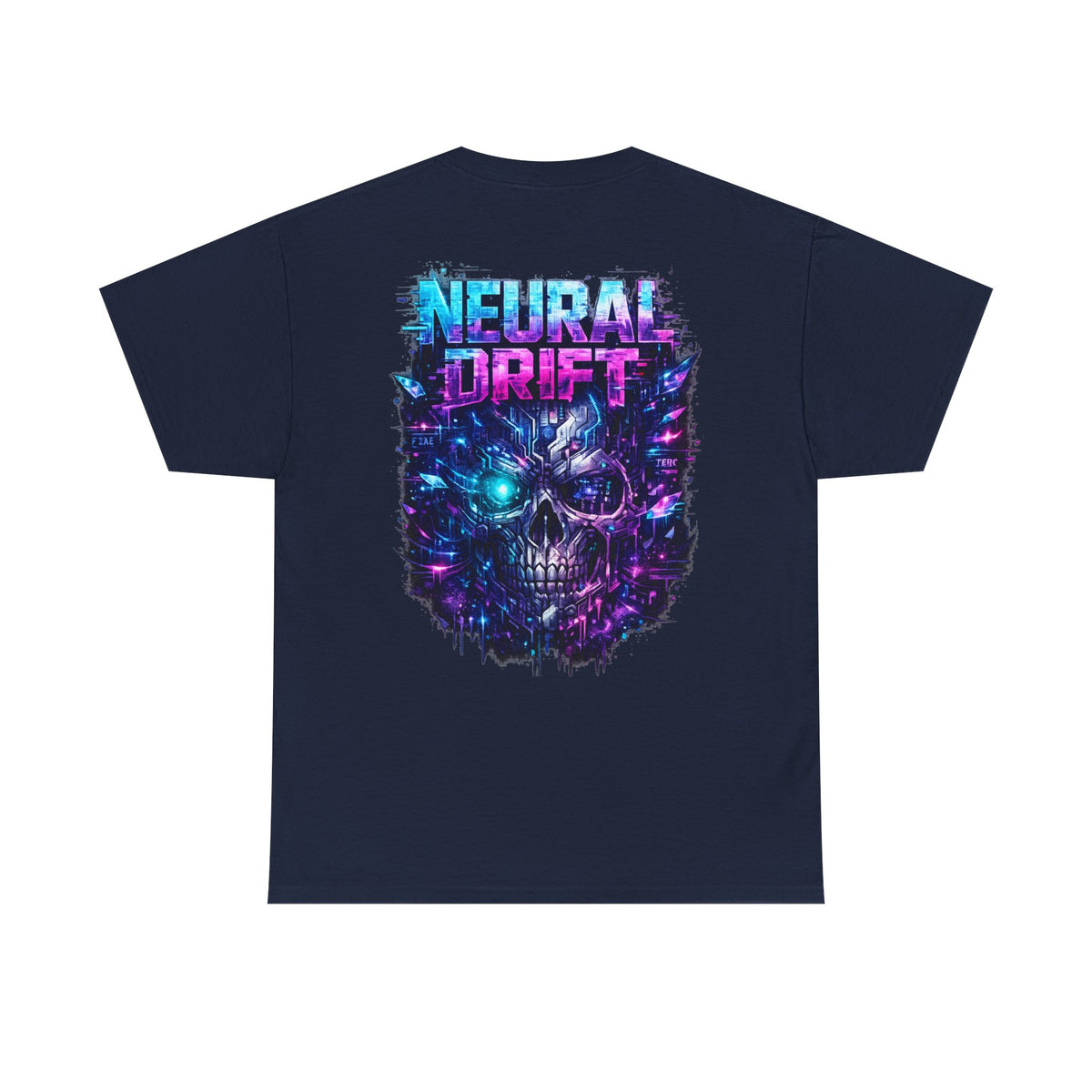Neural Drift Cyberpunk Skull T-Shirt - product view