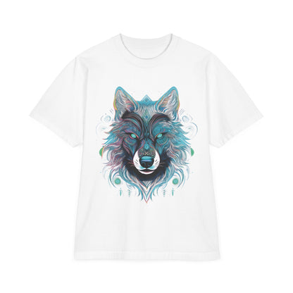Wolf Face Graphic T-Shirt — Teal Mystic Wolf Art Tee