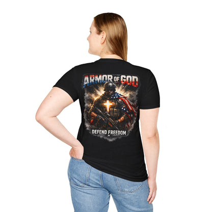 Armor of God Christian T-Shirt | Defend Freedom Faith Graphic Tee | Under His Protection Bible Shirt