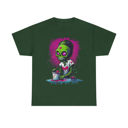 Zombie Chef T-Shirt — Neon Green Skull Cooking Graphic Tee