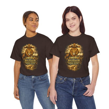 Christian Lion of Judah T-Shirt – Waymaker Miracle Worker Faith Shirt, Jesus Cross Graphic Tee, Bible Verse Religious Shirt, Unisex Christian Apparel