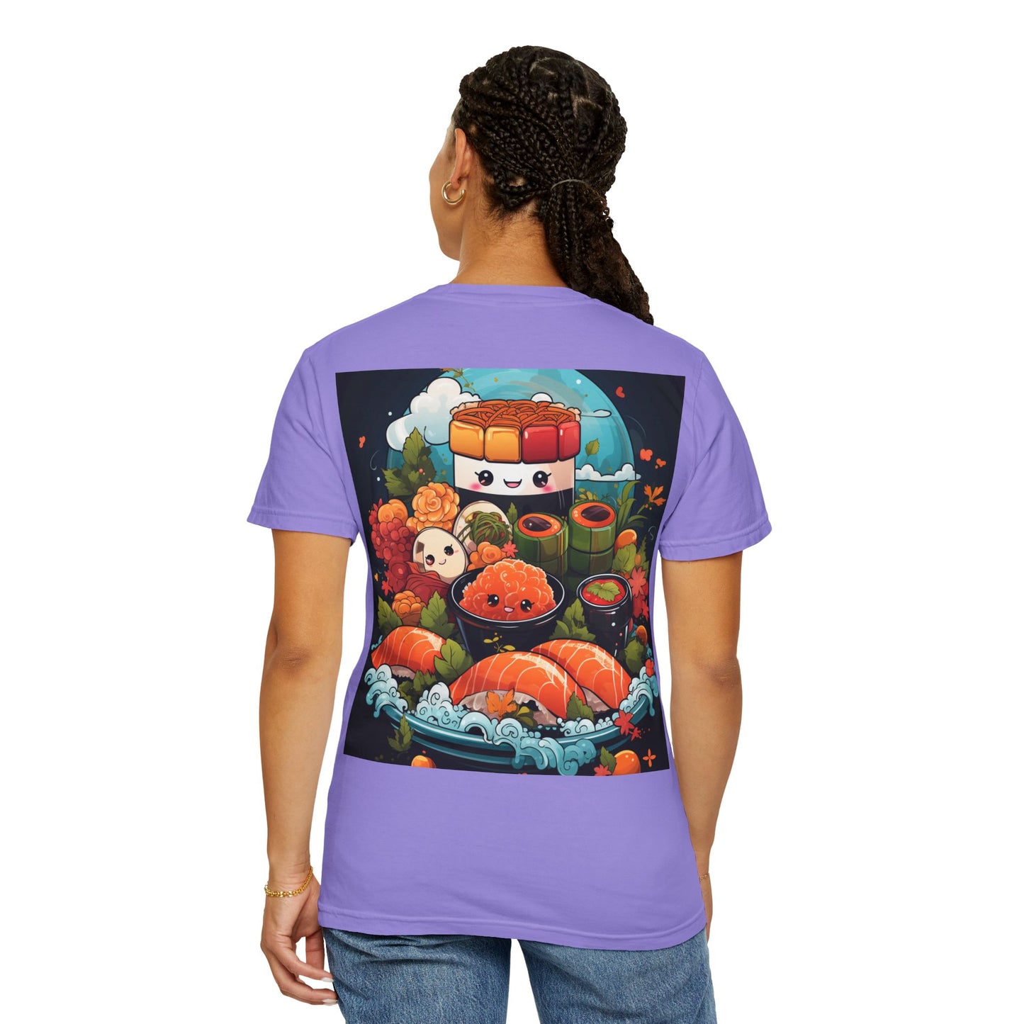 Cute Sushi Unisex T-Shirt, Fun Foodie Tee, Anime Sushi Art Shirt, Gift for Sushi Lovers, Casual Wear, Unique Graphic Tee