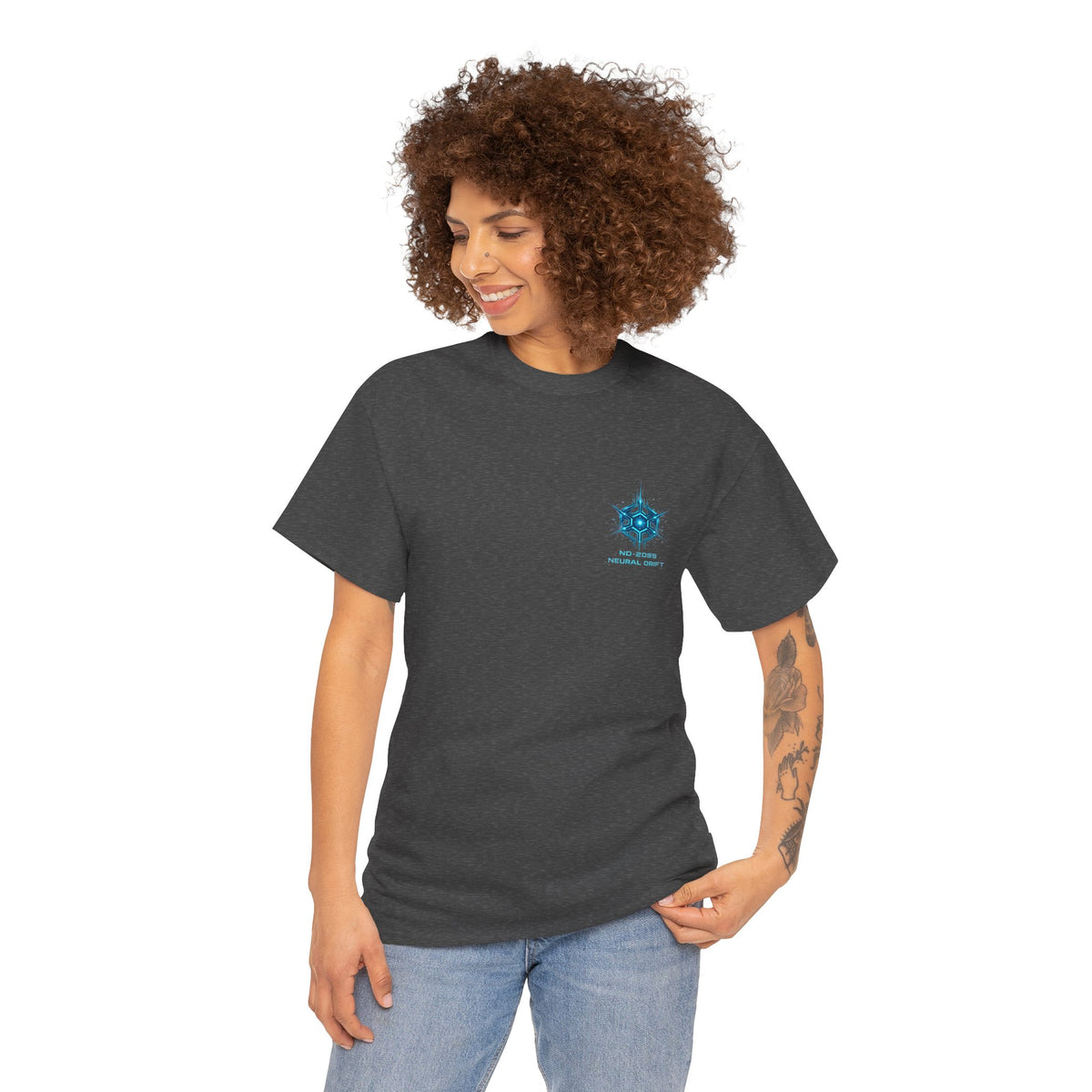 Neural Drift Cyberpunk Skull T-Shirt - product view
