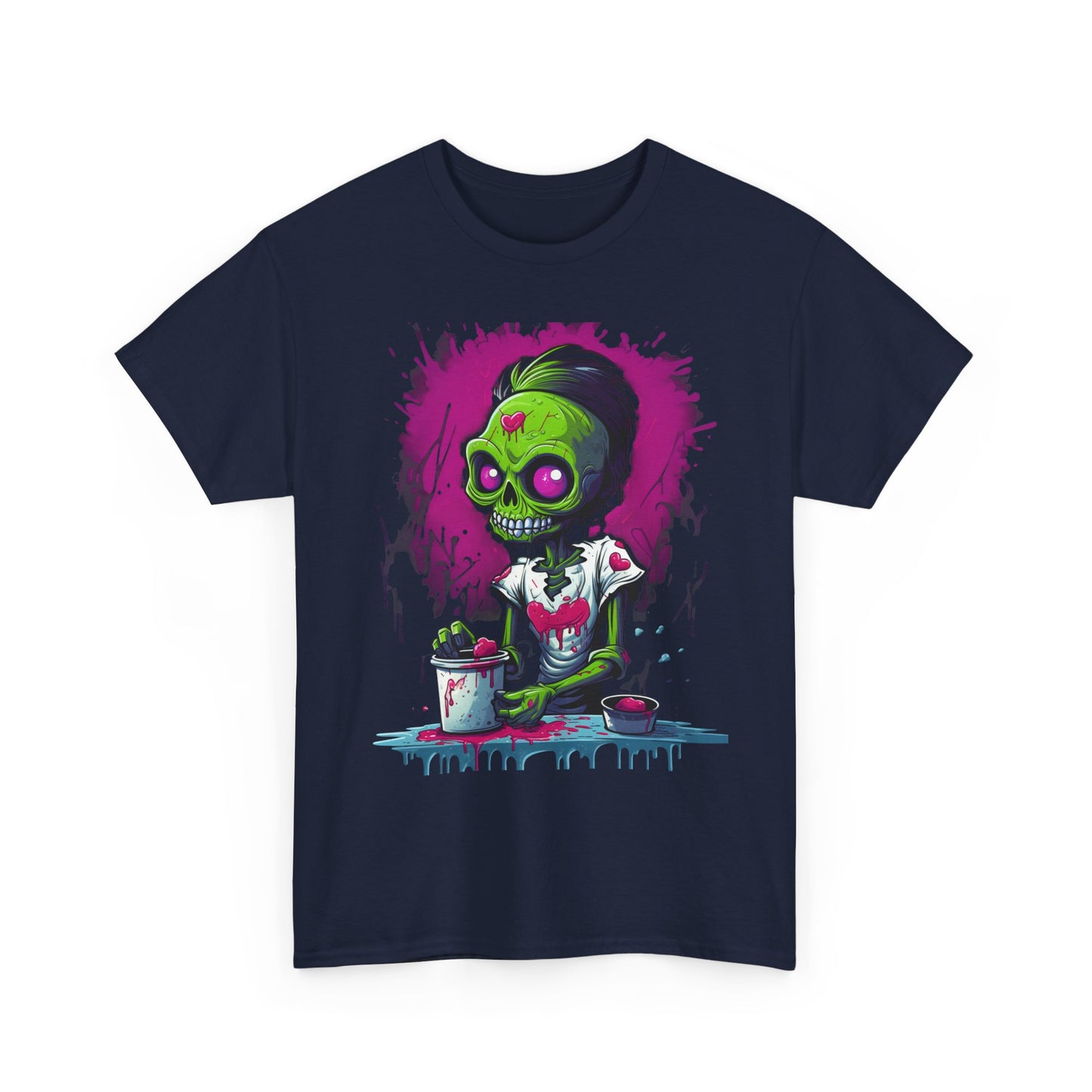 Zombie Chef T-Shirt — Neon Green Skull Cooking Graphic Tee