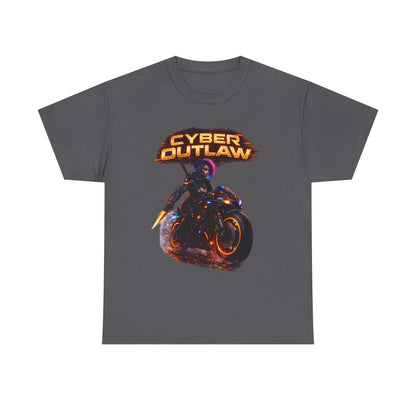 Cyber Outlaw Tee — Neon Biker Graphic T-Shirt