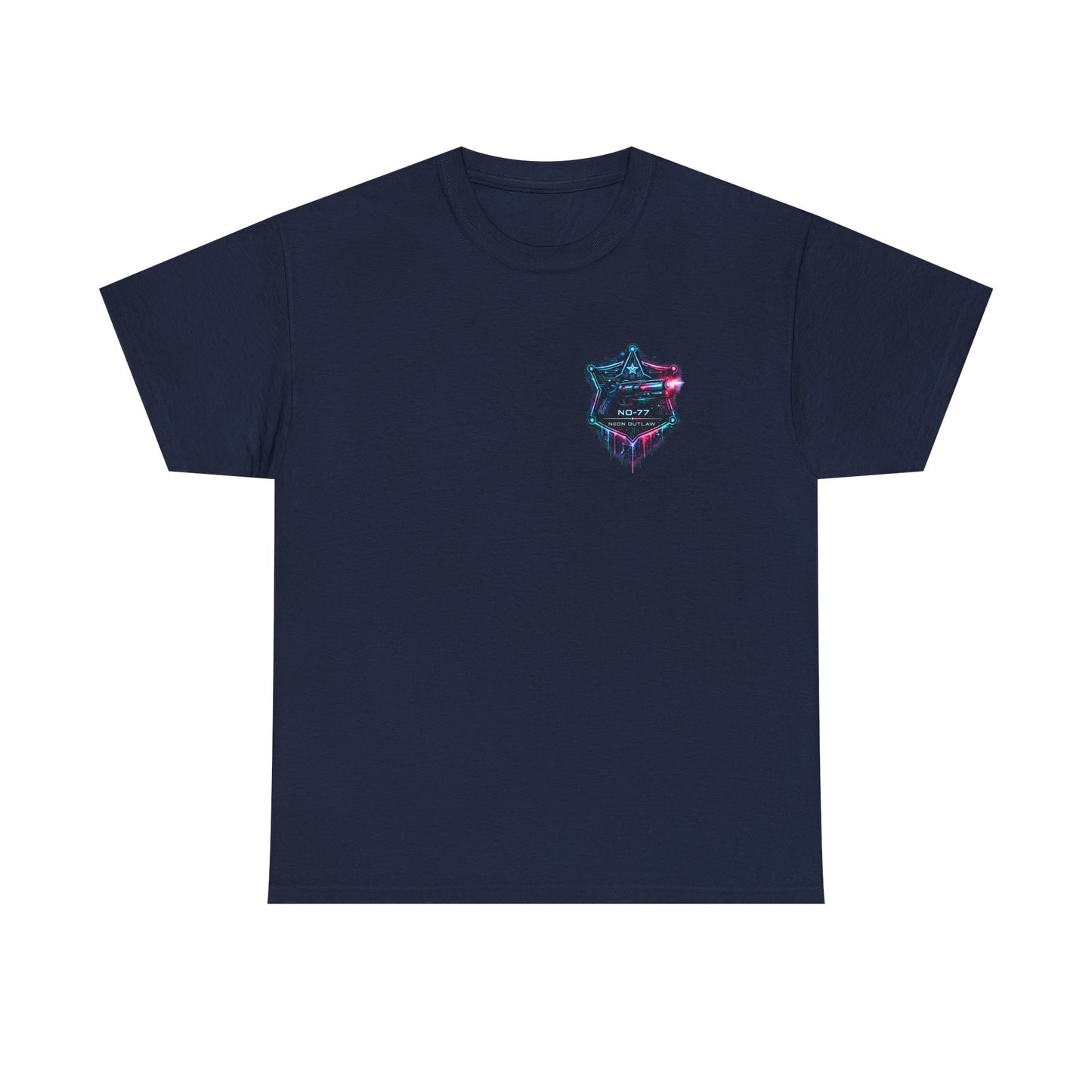 Neon Outlaw Cyberpunk T-Shirt | Futuristic Bounty Hunter Graphic Tee, Sci-Fi Streetwear Shirt