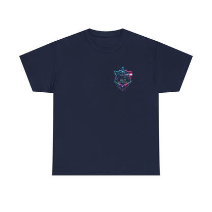 Neon Outlaw Cyberpunk T-Shirt | Futuristic Bounty Hunter Graphic Tee, Sci-Fi Streetwear Shirt