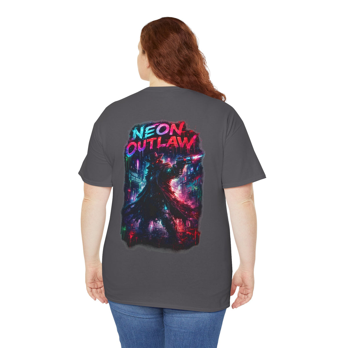 Neon Outlaw Cyberpunk Graphic T-Shirt - product view