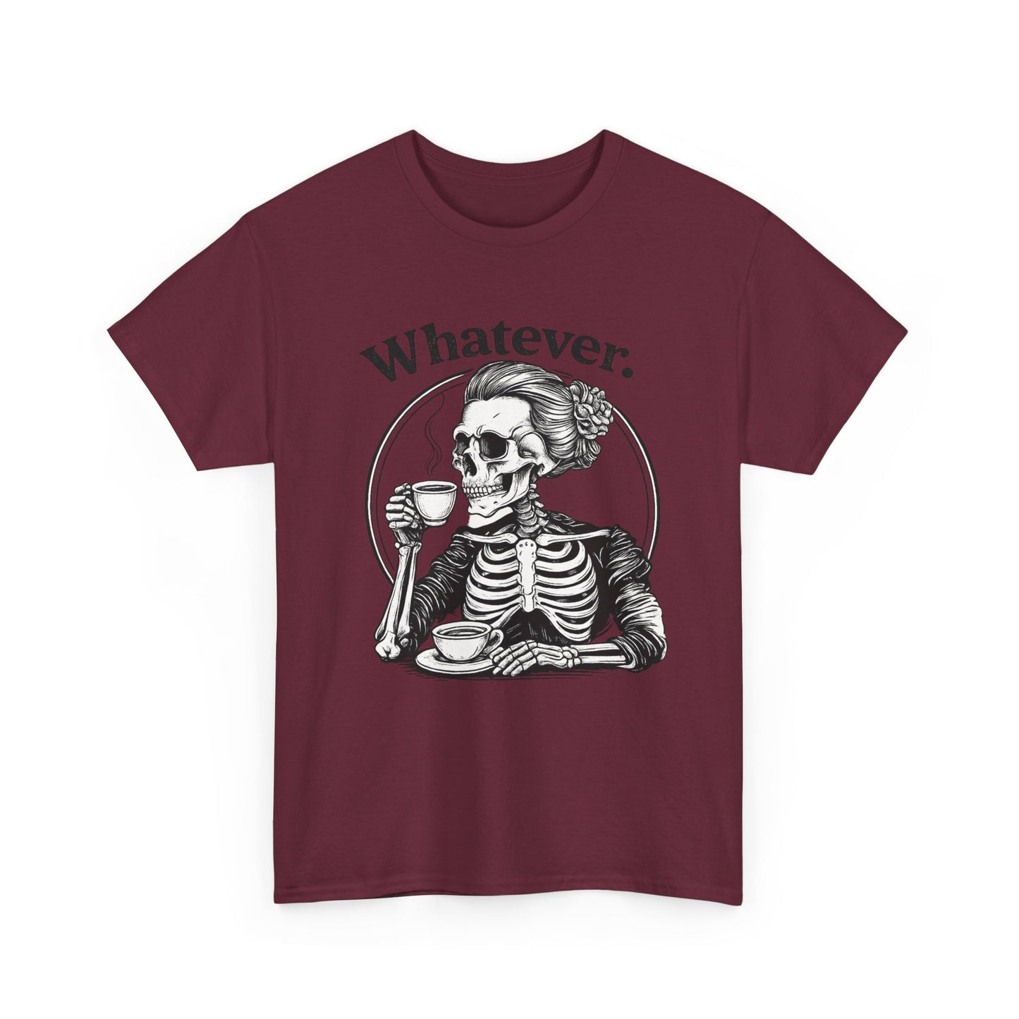 Skull 'Whatever.' Tee – Vintage Skeleton Wine Drinking Graphic T-Shirt