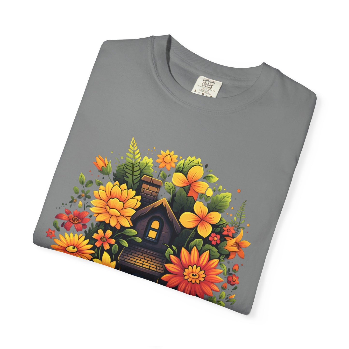 Sunlit Cottage Floral T‑Shirt — Cozy Autumn Garden Illustration