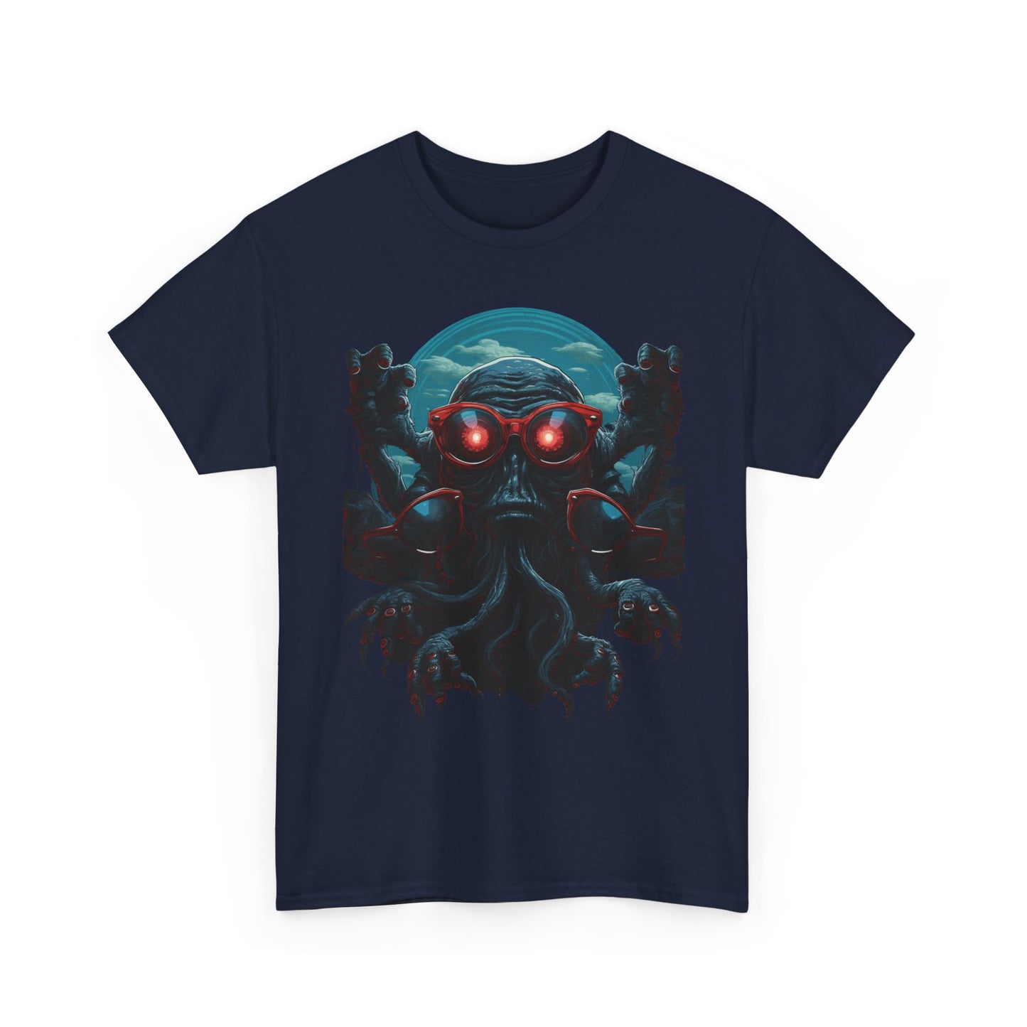 Cosmic Horror Creature T-Shirt – Retro Alien Monster with Red Glasses Graphic Tee | Sci-Fi Horror Streetwear  🧠 PRODUCT DESCRIPTION (SELLS + SEO)