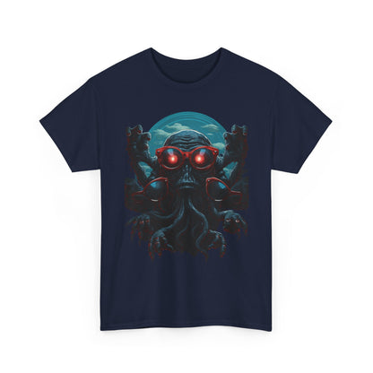 Cosmic Horror Creature T-Shirt – Retro Alien Monster with Red Glasses Graphic Tee | Sci-Fi Horror Streetwear  🧠 PRODUCT DESCRIPTION (SELLS + SEO)