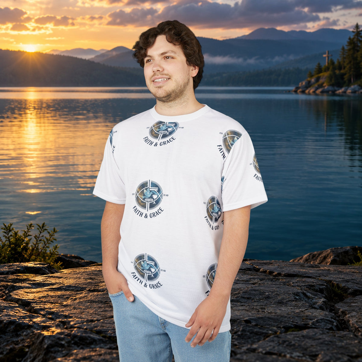 Faith & Grace All-Over Print T-Shirt - product view