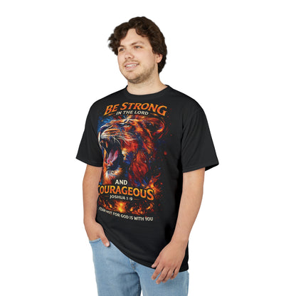 Be Strong in the Lord Lion Tee — Joshua 1:9 Christian T-Shirt