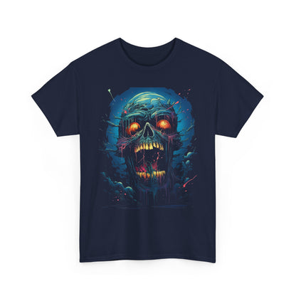 Neon Skull Horror T-Shirt — Glowing Zombie Graphic Tee for Halloween & Gothic Style