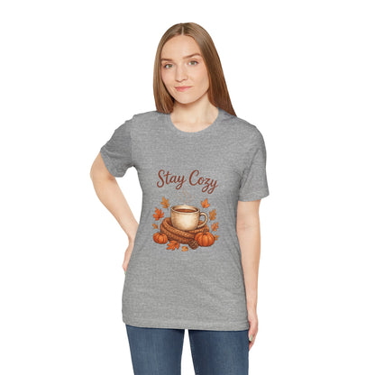 Stay Cozy T-Shirt | Autumn Coffee Graphic - product view