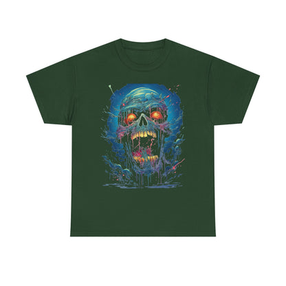 Glowing Neon Skull Horror T-Shirt - product view