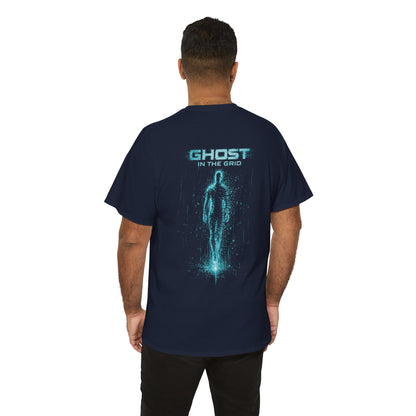 Ghost in the Grid Cyberpunk T-Shirt | Holographic Digital Ghost Sci-Fi Graphic Tee