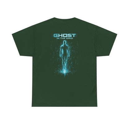 Ghost in the Grid Cyberpunk T-Shirt | Holographic Digital Ghost Sci-Fi Graphic Tee