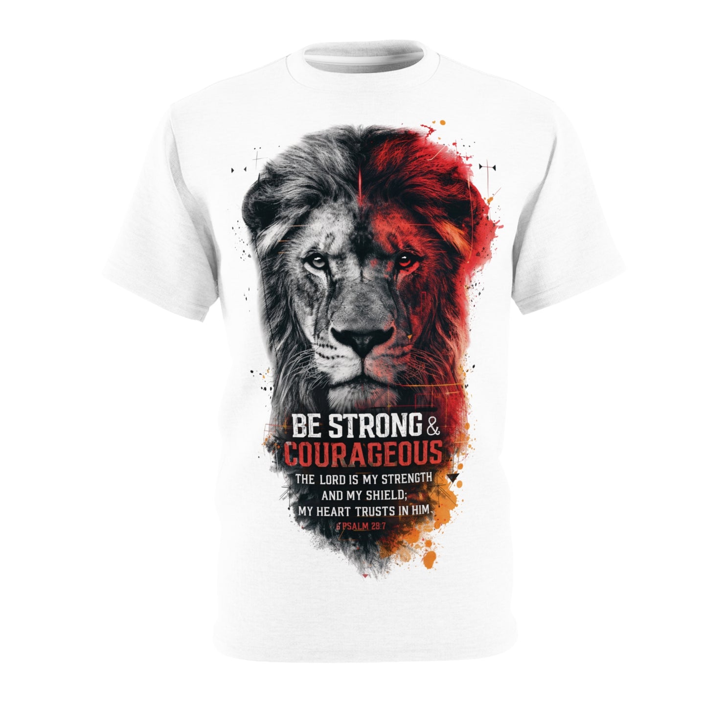 Lion Graphic Tee — "Be Strong & Courageous" Inspirational Christian T‑Shirt