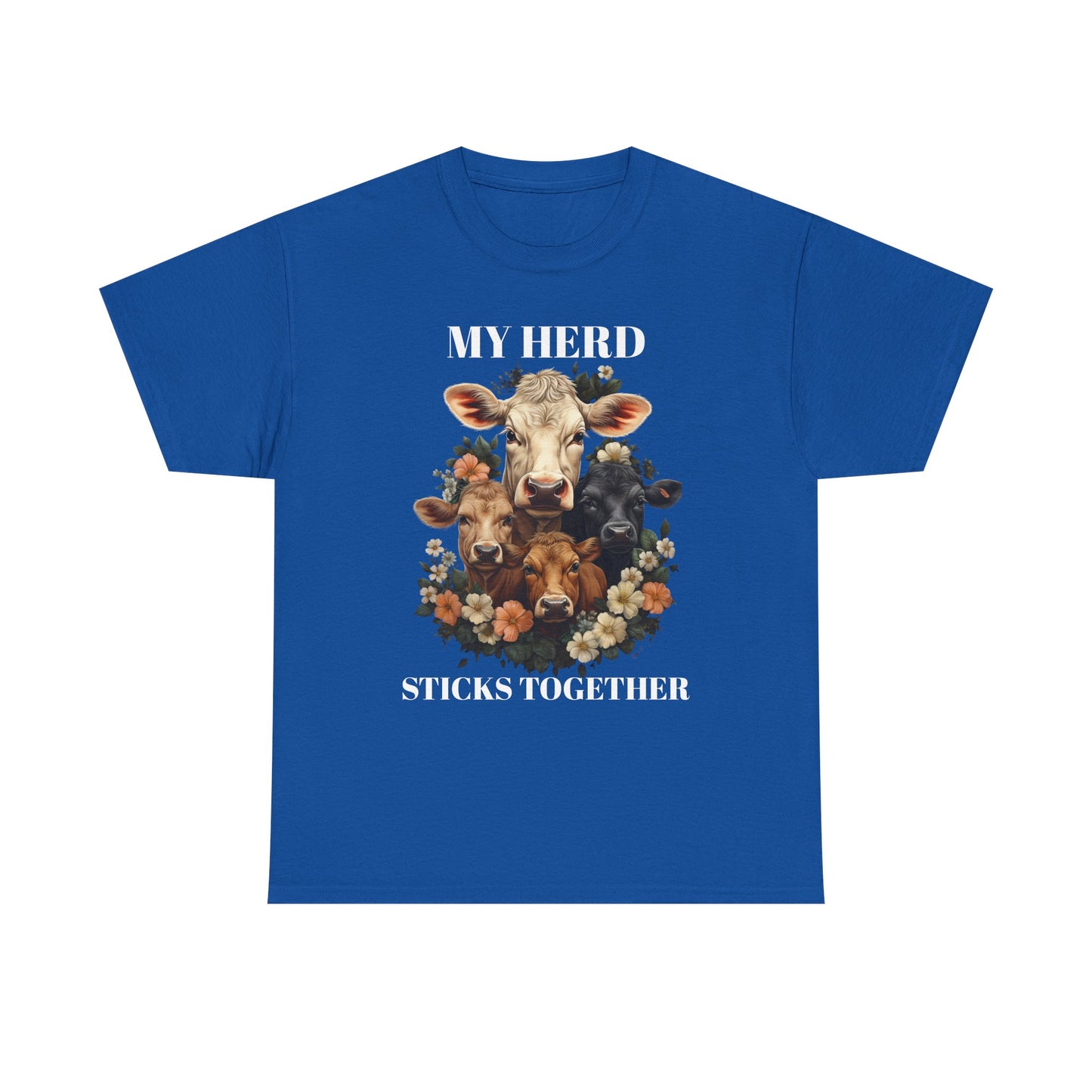 Cow Floral Tee — Farm Animal Floral Portrait T-Shirt