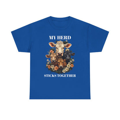 Cow Floral Tee — Farm Animal Floral Portrait T-Shirt