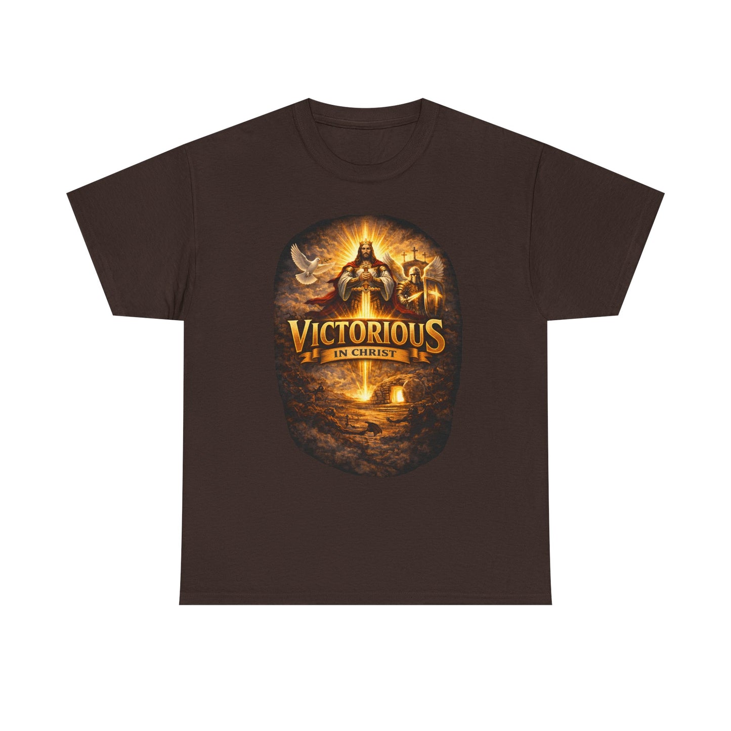 T-Shirt — "Victorious in Christ" Christian Faith Graphic Tee