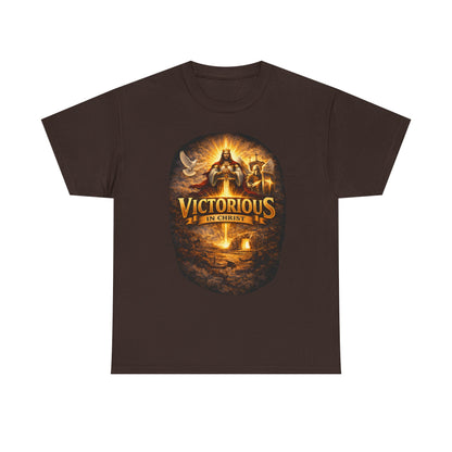 T-Shirt — "Victorious in Christ" Christian Faith Graphic Tee