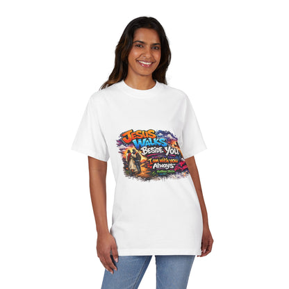 Jesus Walks Beside You T-Shirt — Christian Faith Graphic Tee