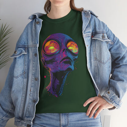 Psychedelic Alien Skull T-Shirt — Neon Trippy Space Art Tee