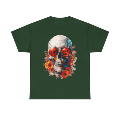 Floral Skull Sunglasses Graphic T-Shirt - product view