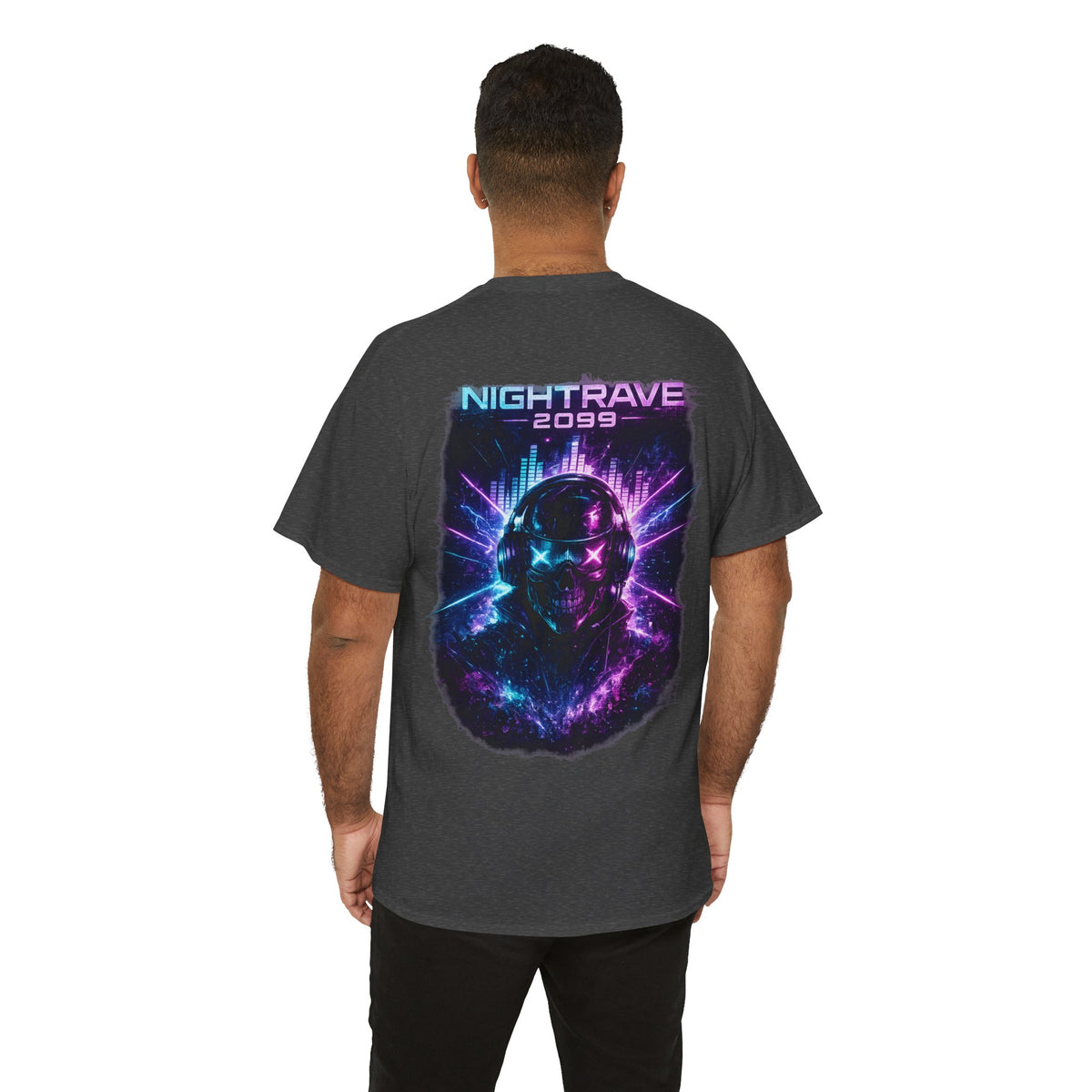 Nightrave 2099 Cyberpunk Skull DJ T-Shirt - product view