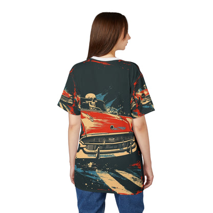 Red Convertible Skull Driver All-Over Print T-Shirt - product view