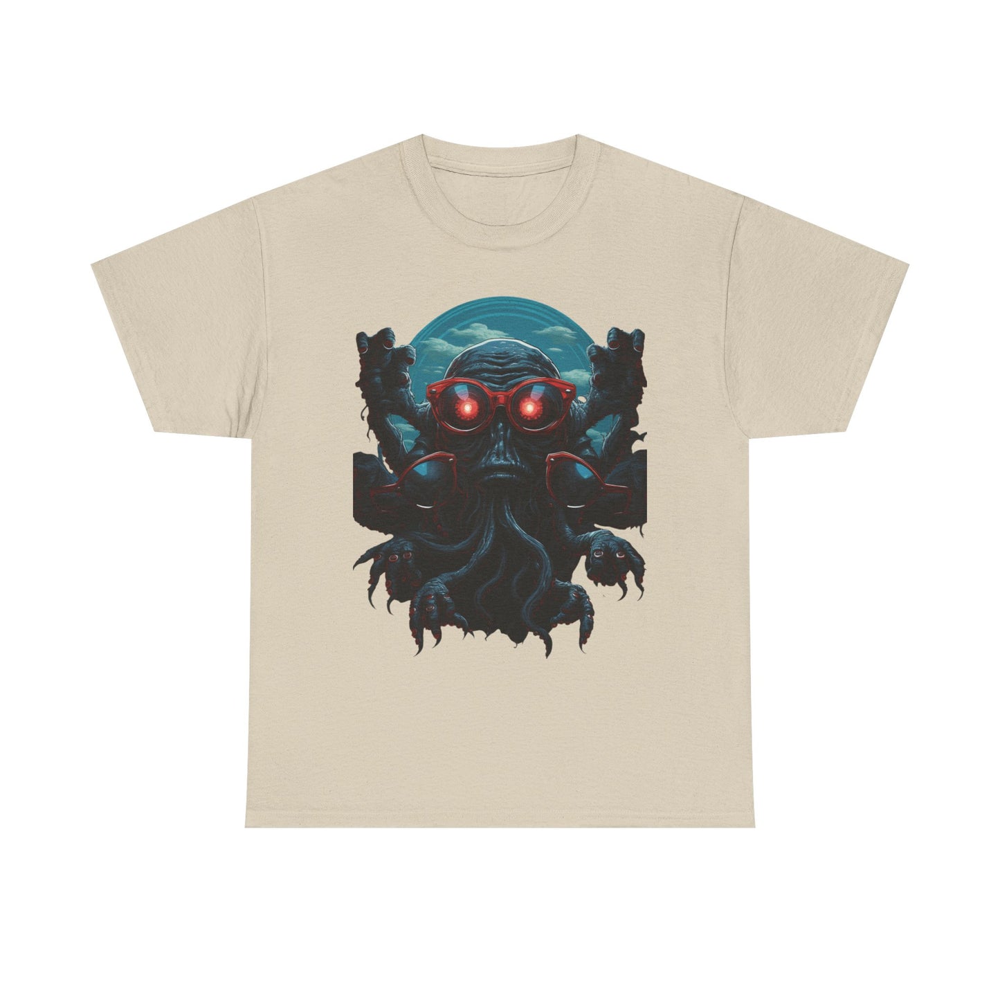 Cosmic Horror Creature T-Shirt – Retro Alien Monster with Red Glasses Graphic Tee | Sci-Fi Horror Streetwear  🧠 PRODUCT DESCRIPTION (SELLS + SEO)