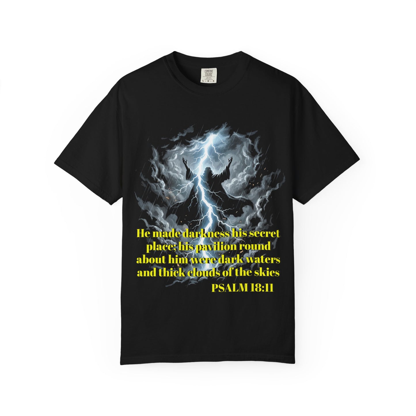 Psalm 18:11 Lightning Storm T-Shirt — Faith-Inspired Graphic Tee
