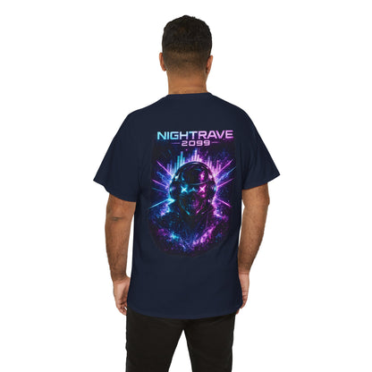 Nightrave 2099 T-Shirt | Cyberpunk Skull DJ Graphic Tee, Neon Rave Streetwear Shirt